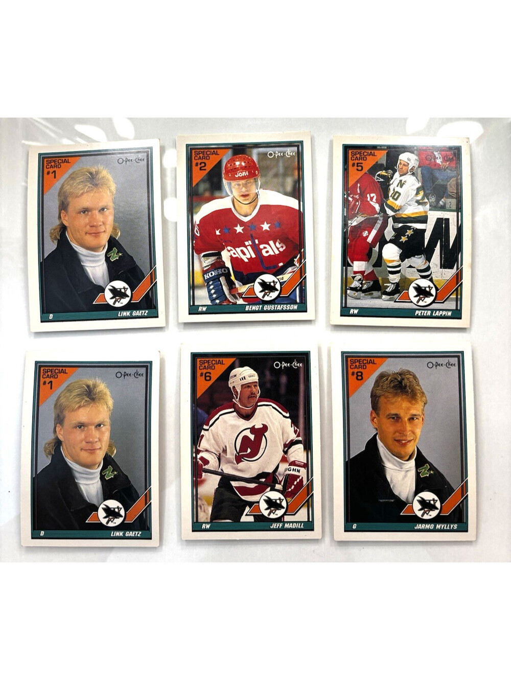 1991-92 Lot of 6 O-Pee-Chee San Jose Sharks Special Cards Hockey Gaetz #1 RC